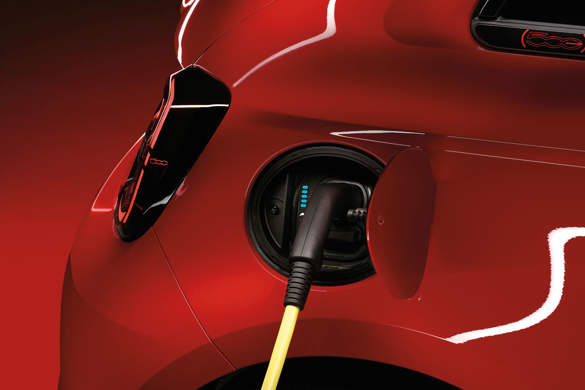 Fiat 500E Charging Port Closeup