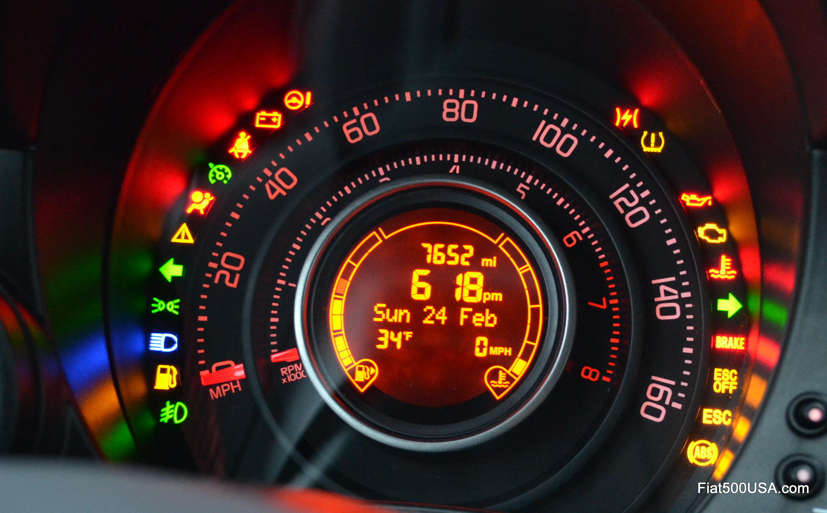 Fiat 500 Warning Lights