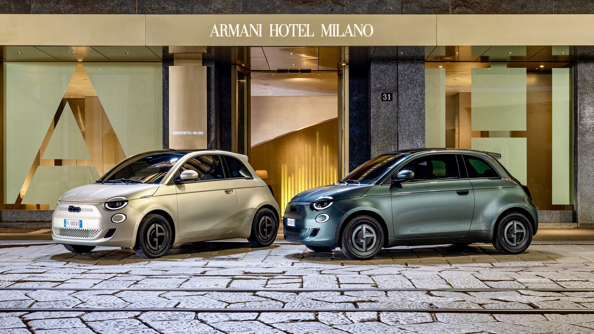 Fiat 500e Giorgio Armani Interior with GA Monogram